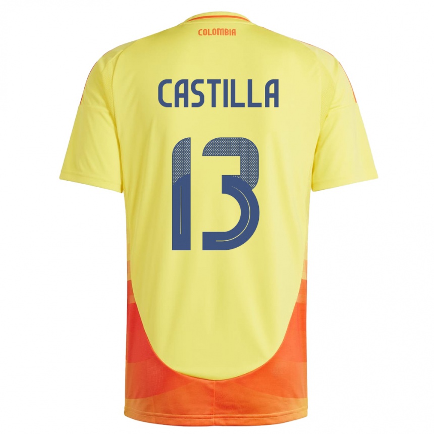 Kids Football Colombia Juan Castilla #13 Yellow Home Jersey 24-26 T-Shirt Nz