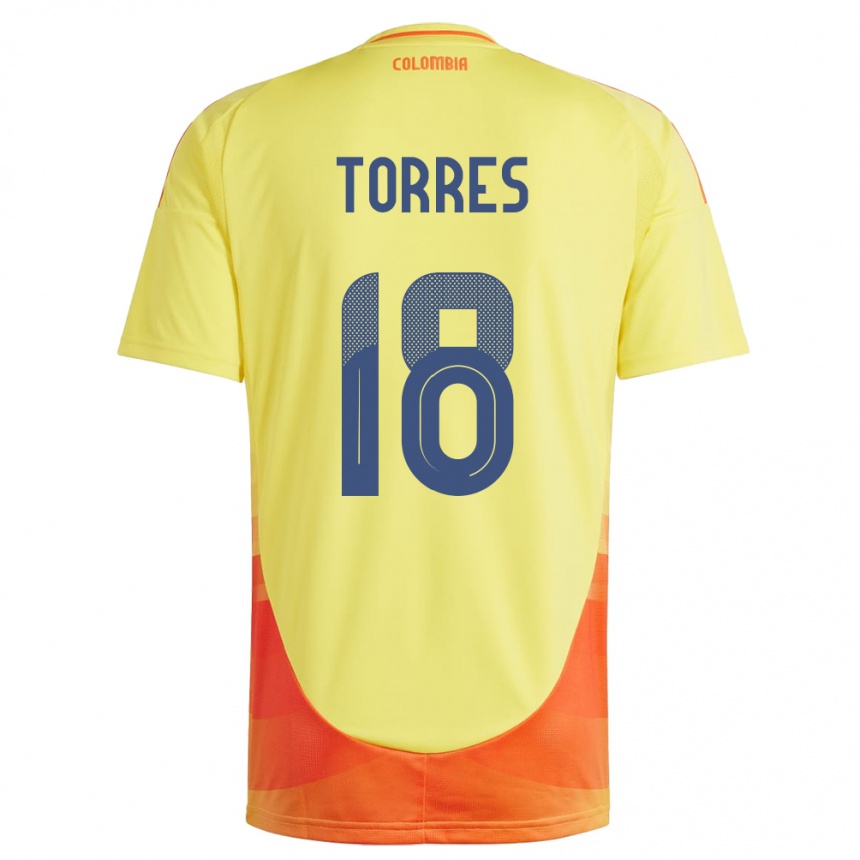 Kids Football Colombia Jhojan Torres #18 Yellow Home Jersey 24-26 T-Shirt Nz