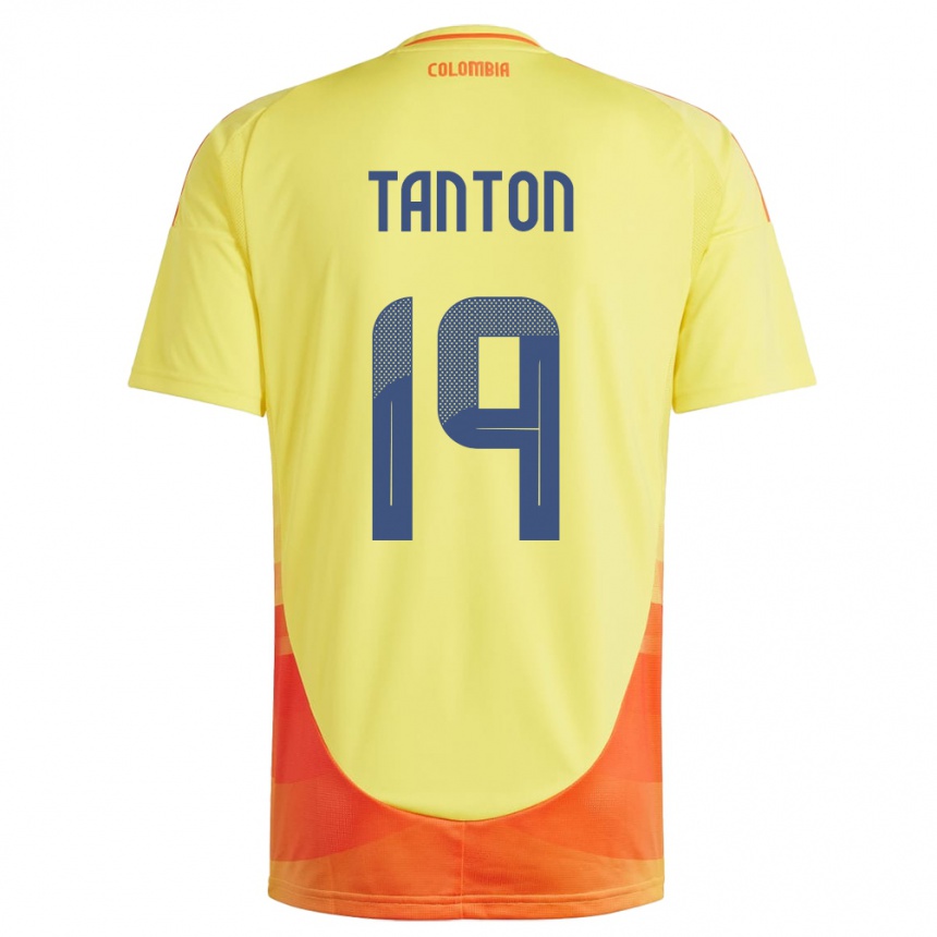 Kids Football Colombia Devan Tanton #19 Yellow Home Jersey 24-26 T-Shirt Nz