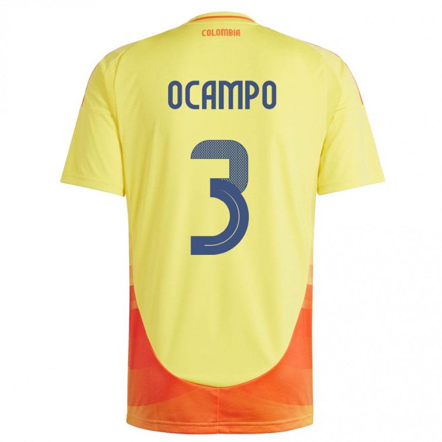 Kids Football Colombia Édier Ocampo #3 Yellow Home Jersey 24-26 T-Shirt Nz