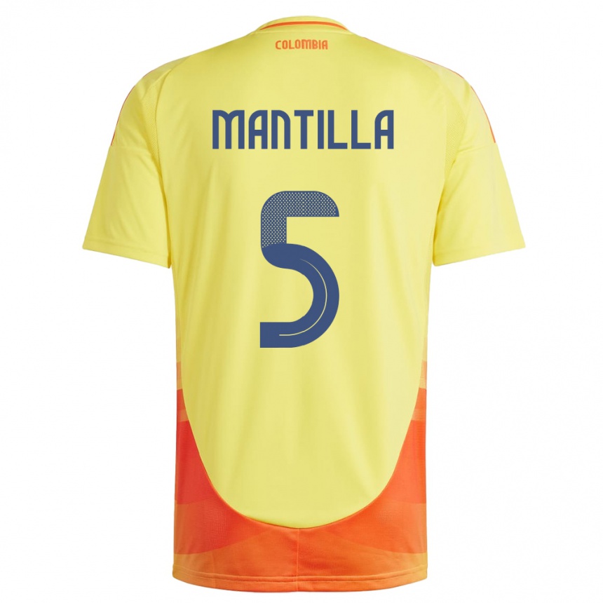 Kids Football Colombia Kevin Mantilla #5 Yellow Home Jersey 24-26 T-Shirt Nz