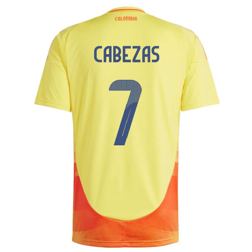 Kids Football Colombia Jorge Cabezas #7 Yellow Home Jersey 24-26 T-Shirt Nz