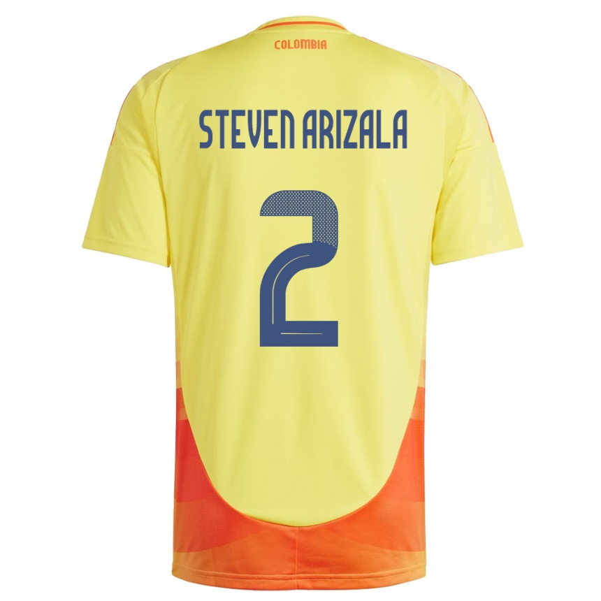 Kids Football Colombia Elver Steven Arizala #2 Yellow Home Jersey 24-26 T-Shirt Nz