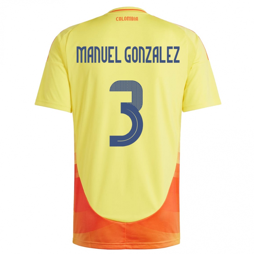 Kids Football Colombia Carlos Manuel González #3 Yellow Home Jersey 24-26 T-Shirt Nz