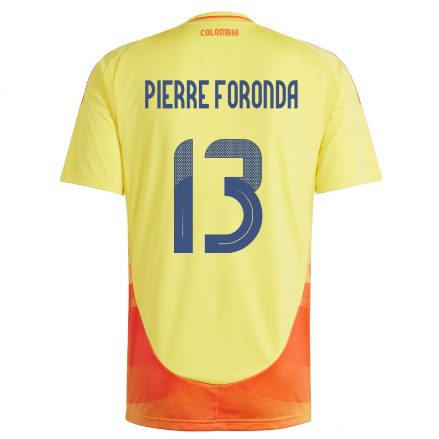 Kids Football Colombia Jean Pierre Foronda #13 Yellow Home Jersey 24-26 T-Shirt Nz