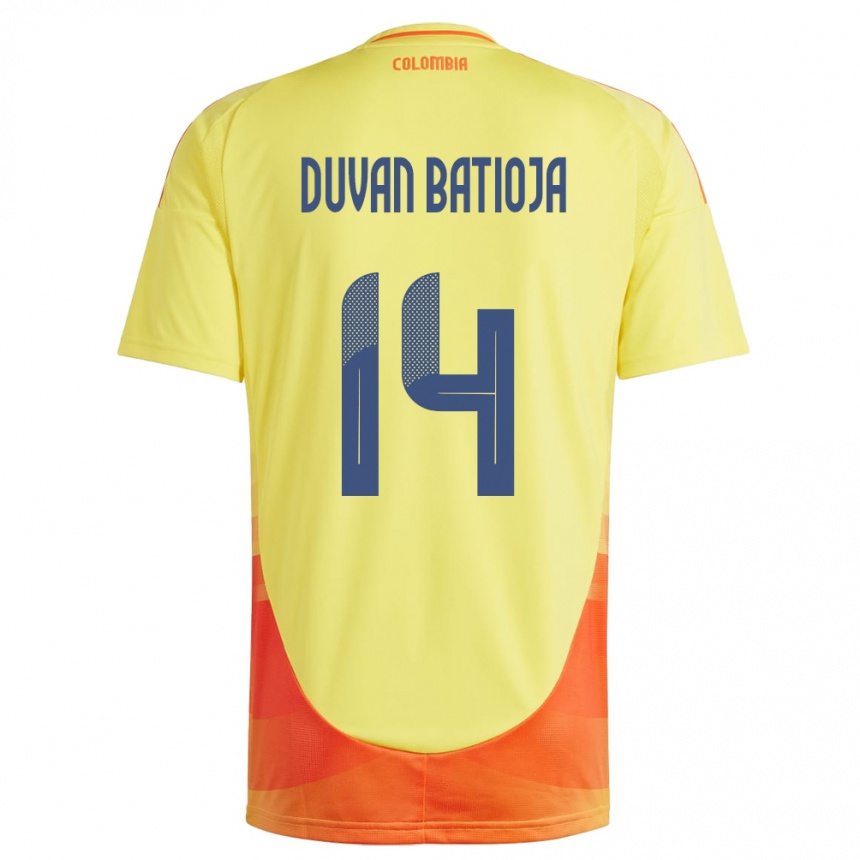 Kids Football Colombia Andy Duván Batioja #14 Yellow Home Jersey 24-26 T-Shirt Nz