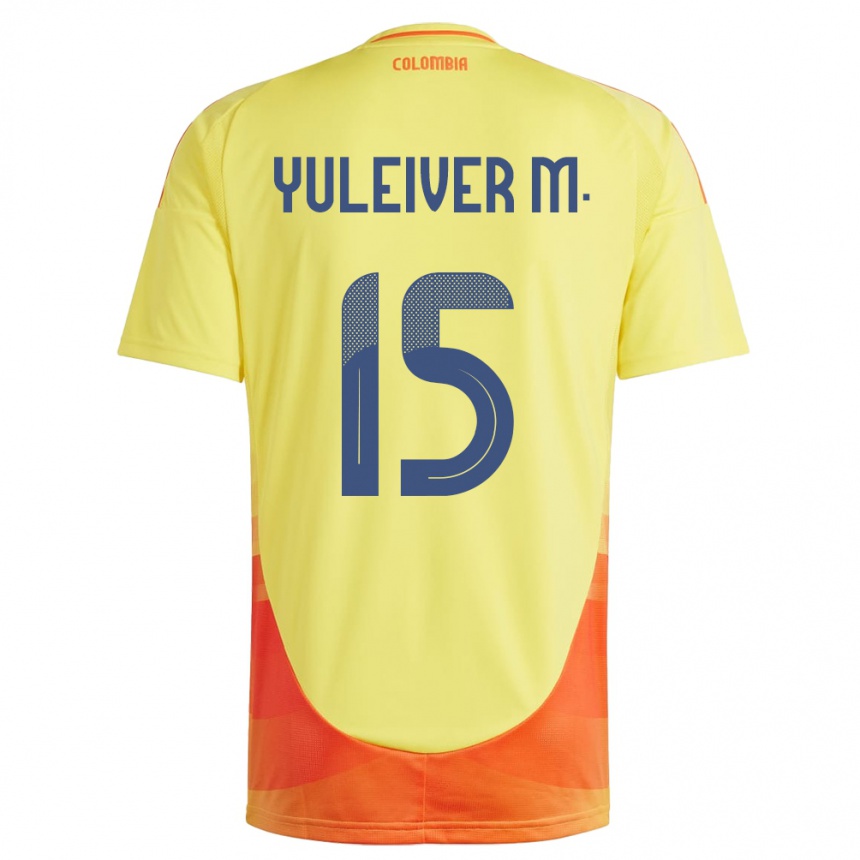 Kids Football Colombia Yuleiver Mosquera #15 Yellow Home Jersey 24-26 T-Shirt Nz