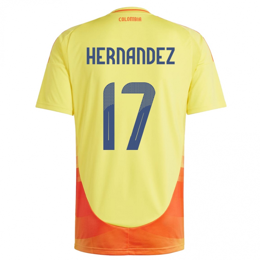 Kids Football Colombia Jhoan Hernández #17 Yellow Home Jersey 24-26 T-Shirt Nz