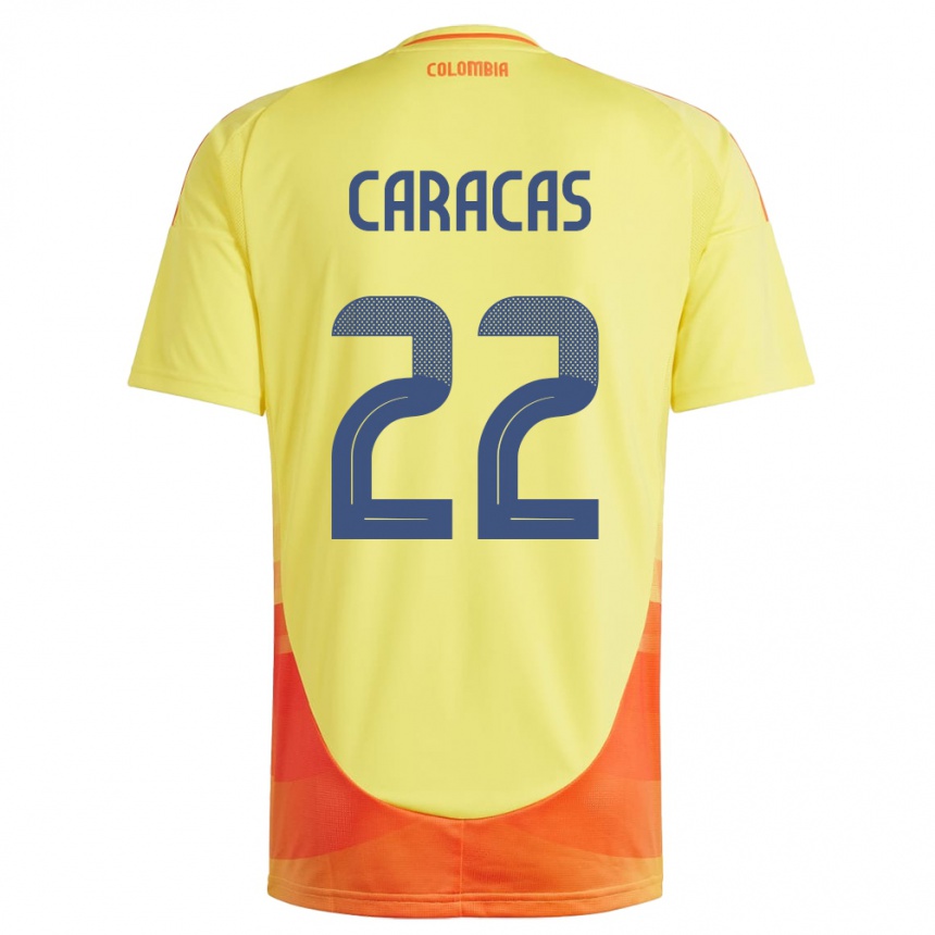 Kids Football Colombia Daniela Caracas #22 Yellow Home Jersey 24-26 T-Shirt Nz