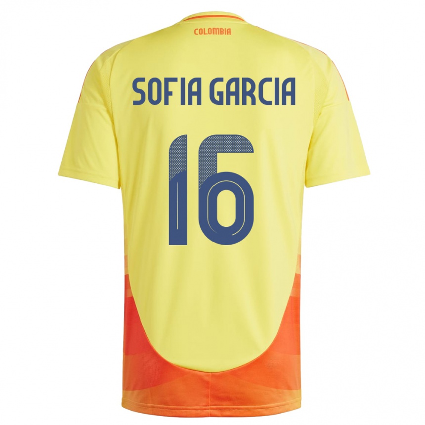 Kids Football Colombia Sofía García #16 Yellow Home Jersey 24-26 T-Shirt Nz