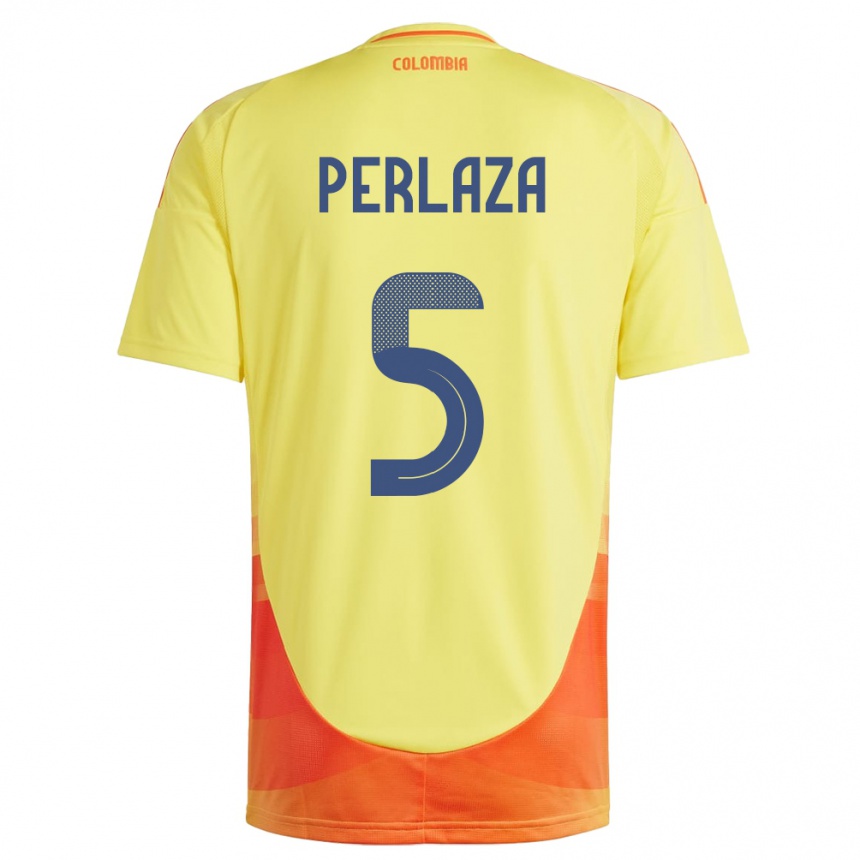 Kids Football Colombia Stefania Perlaza #5 Yellow Home Jersey 24-26 T-Shirt Nz