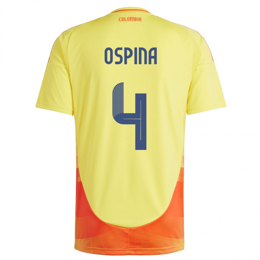 Kids Football Colombia Diana Ospina #4 Yellow Home Jersey 24-26 T-Shirt Nz