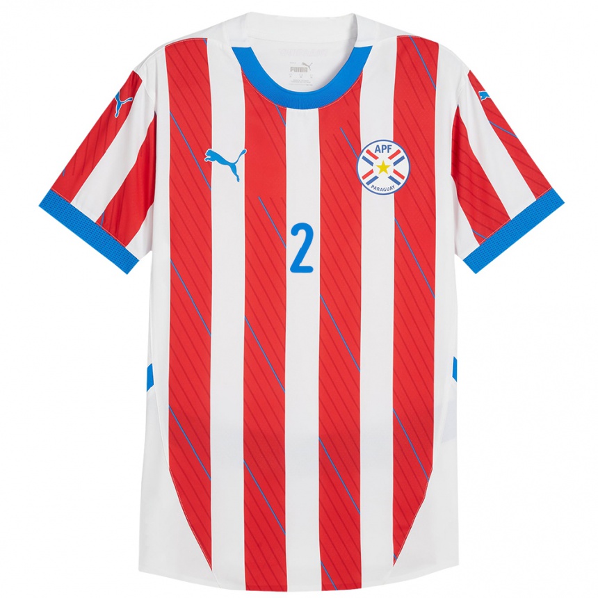 Kids Football Paraguay Robert Rojas #2 White Red Home Jersey 24-26 T-Shirt Nz