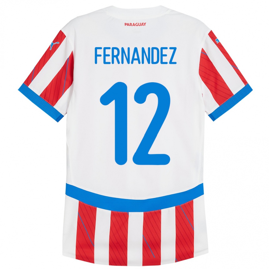 Kids Football Paraguay Gatito Fernández #12 White Red Home Jersey 24-26 T-Shirt Nz