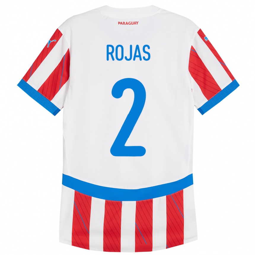 Kids Football Paraguay Robert Rojas #2 White Red Home Jersey 24-26 T-Shirt Nz