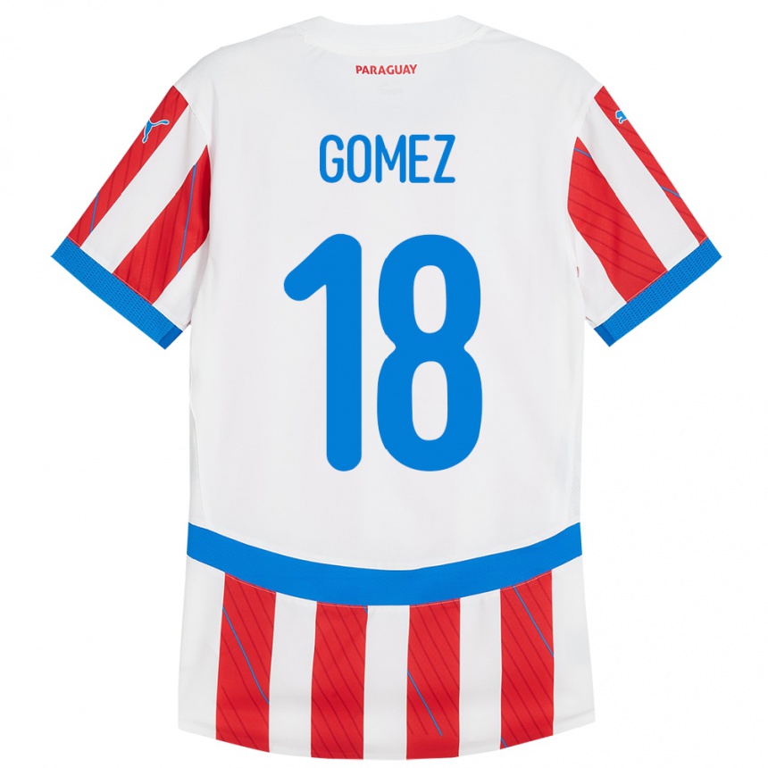 Kids Football Paraguay Diego Gómez #18 White Red Home Jersey 24-26 T-Shirt Nz