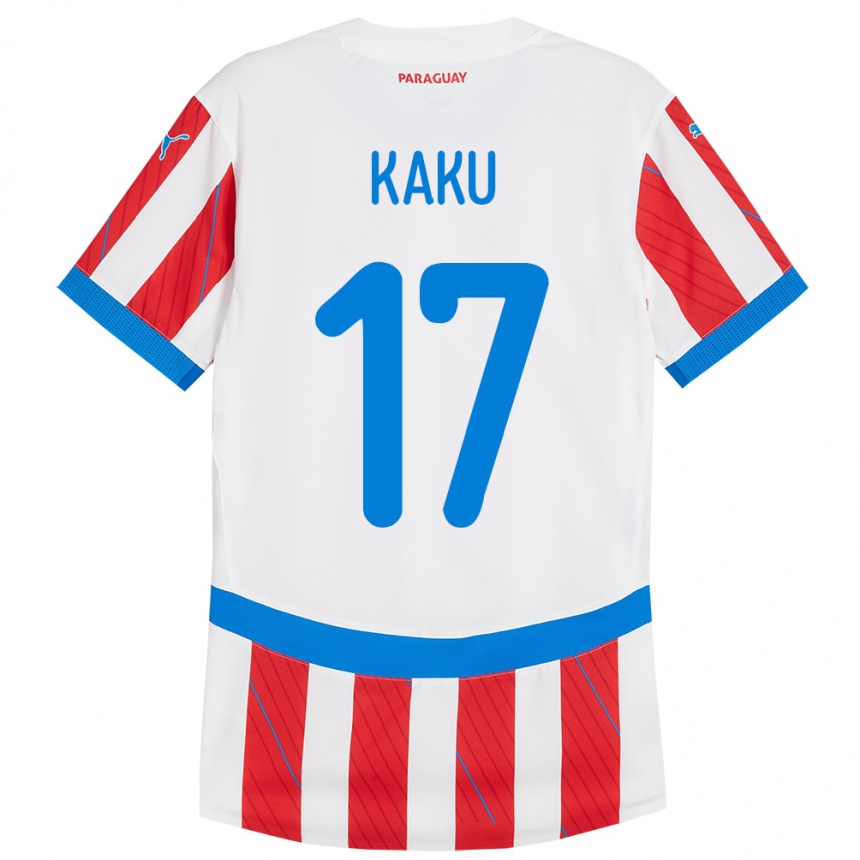 Kids Football Paraguay Kaku #17 White Red Home Jersey 24-26 T-Shirt Nz