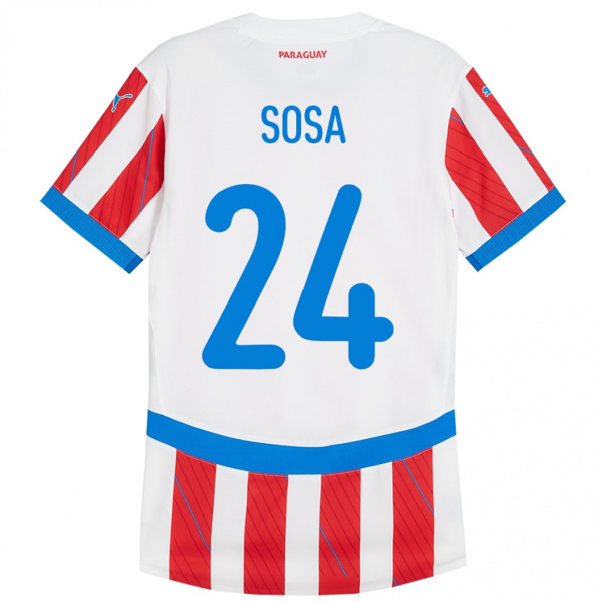 Kids Football Paraguay Ramón Sosa #24 White Red Home Jersey 24-26 T-Shirt Nz