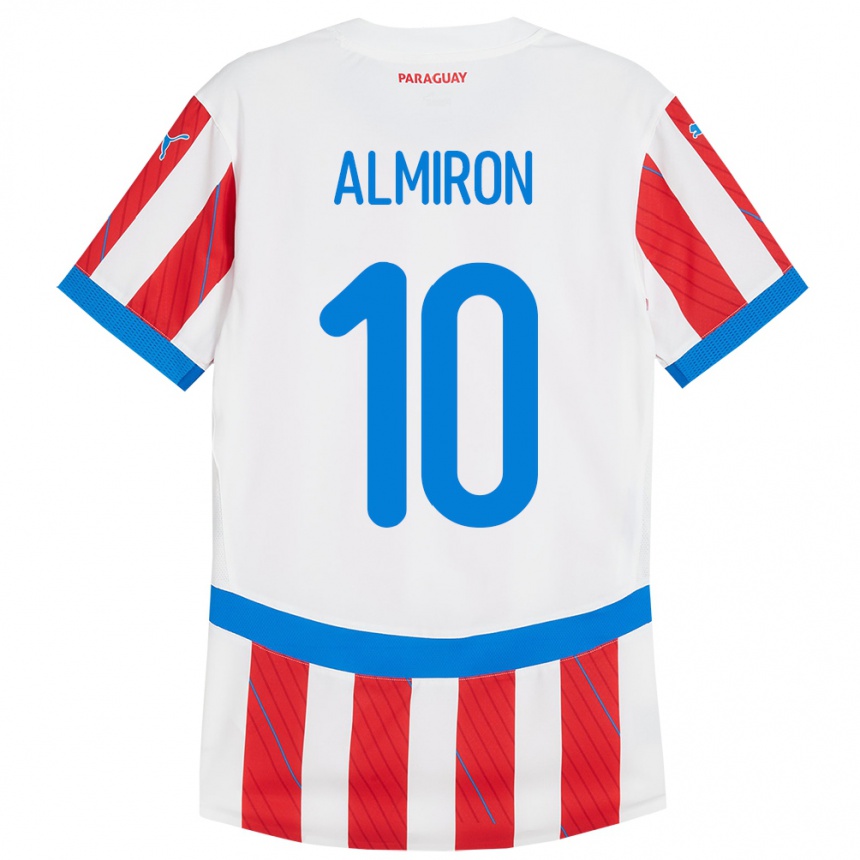 Kids Football Paraguay Miguel Almirón #10 White Red Home Jersey 24-26 T-Shirt Nz