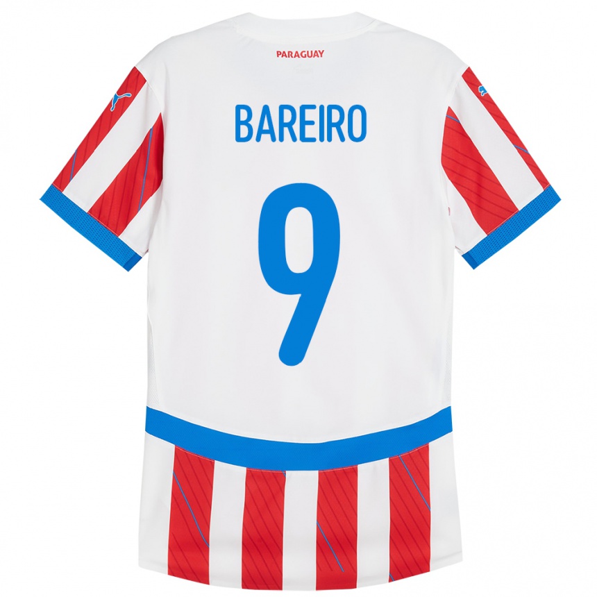 Kids Football Paraguay Adam Bareiro #9 White Red Home Jersey 24-26 T-Shirt Nz