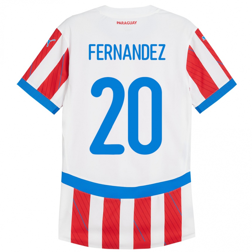 Kids Football Paraguay Marcelo Fernández #20 White Red Home Jersey 24-26 T-Shirt Nz