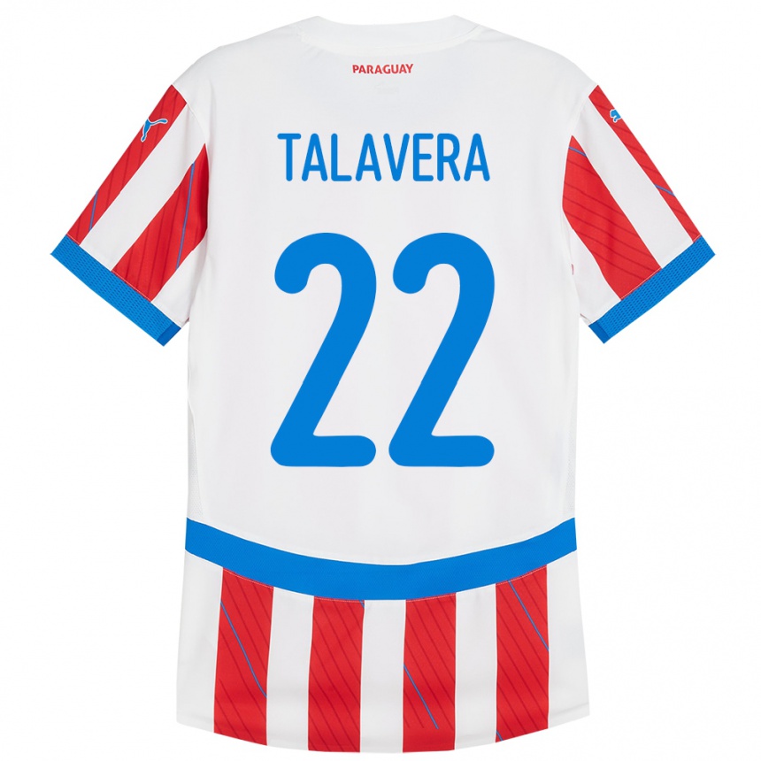 Kids Football Paraguay Javier Talavera #22 White Red Home Jersey 24-26 T-Shirt Nz