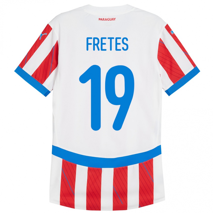 Kids Football Paraguay Alexis Fretes #19 White Red Home Jersey 24-26 T-Shirt Nz