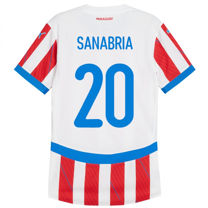 Kids Football Paraguay Tobías Sanabria #20 White Red Home Jersey 24-26 T-Shirt Nz