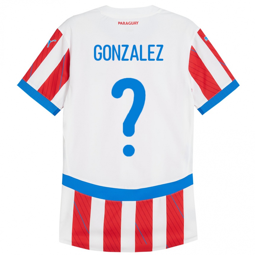 Kids Football Paraguay Antonio González #0 White Red Home Jersey 24-26 T-Shirt Nz