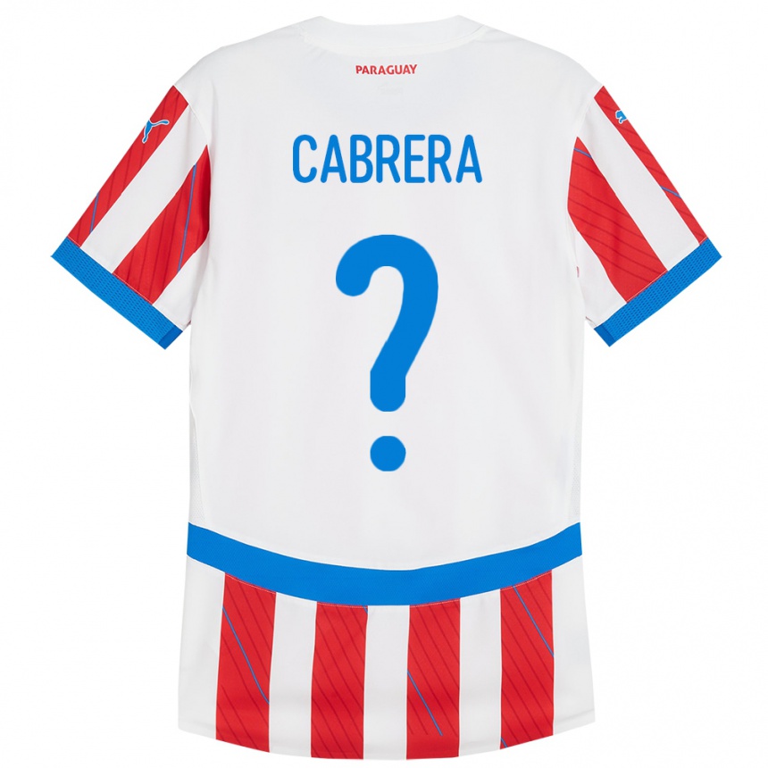 Kids Football Paraguay Ivan Cabrera #0 White Red Home Jersey 24-26 T-Shirt Nz