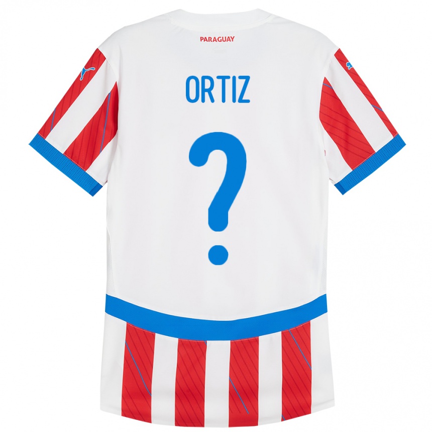 Kids Football Paraguay Rolando Ortíz #0 White Red Home Jersey 24-26 T-Shirt Nz