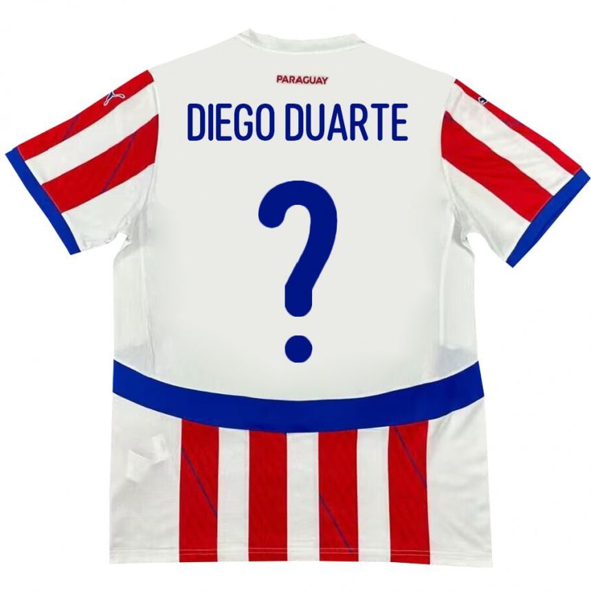 Kids Football Paraguay Diego Duarte #0 White Red Home Jersey 24-26 T-Shirt Nz