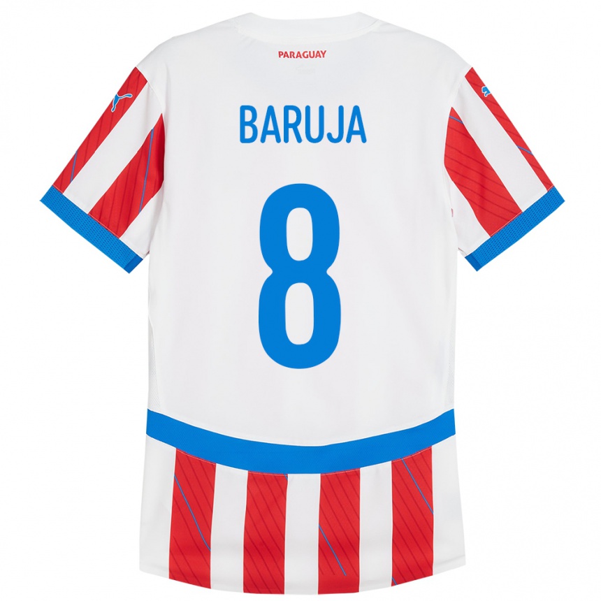 Kids Football Paraguay Fabrizio Baruja #8 White Red Home Jersey 24-26 T-Shirt Nz