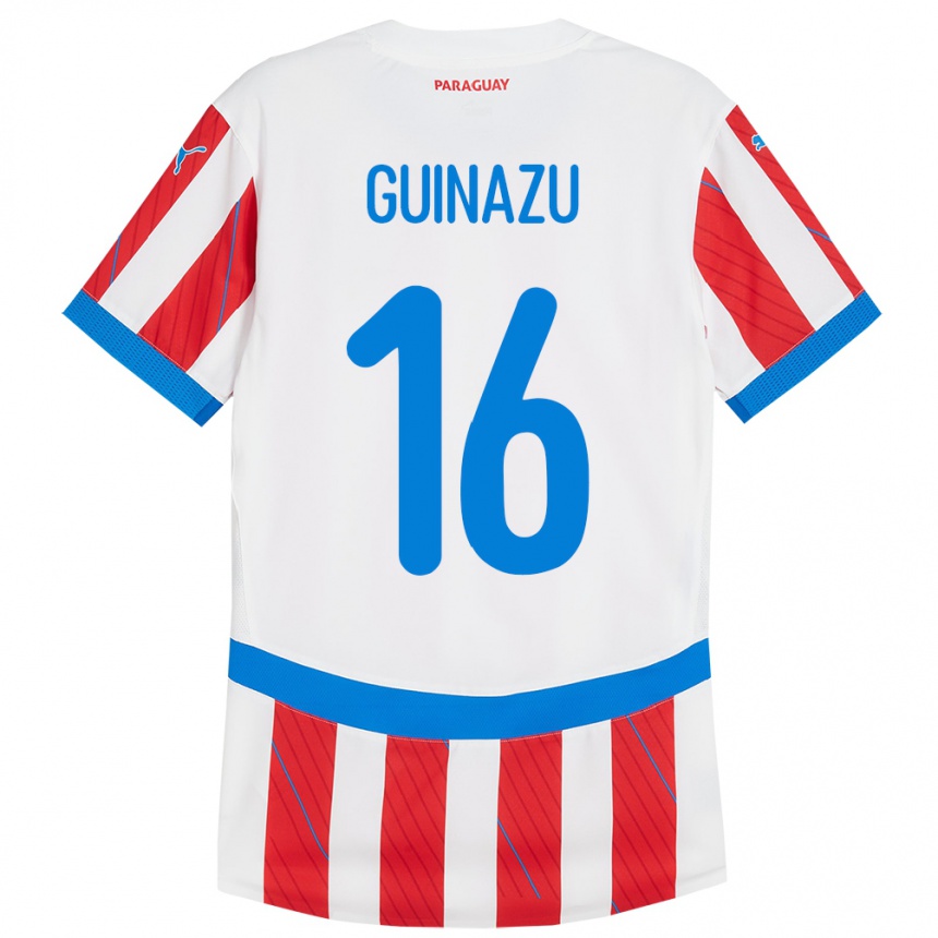 Kids Football Paraguay Lucas Guiñazú #16 White Red Home Jersey 24-26 T-Shirt Nz