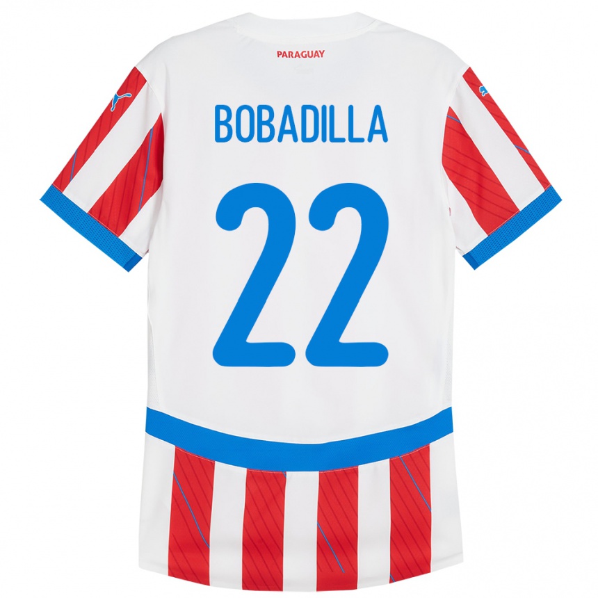 Kids Football Paraguay Dylan Bobadilla #22 White Red Home Jersey 24-26 T-Shirt Nz