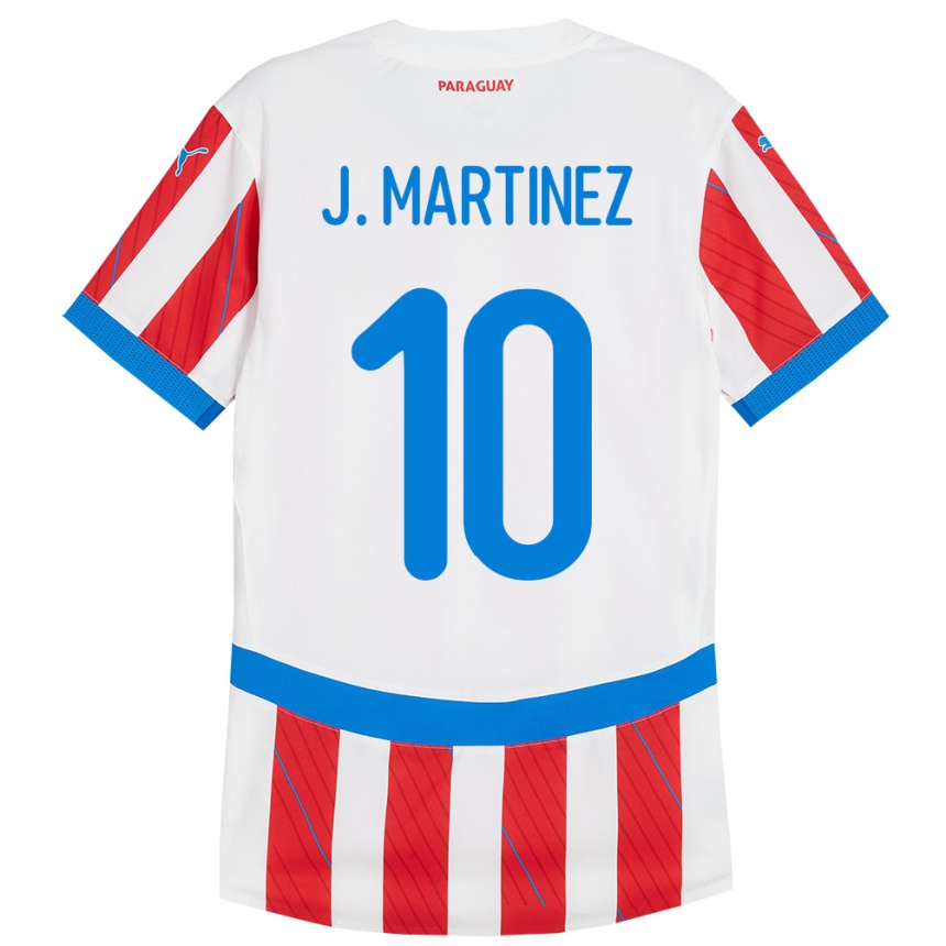 Kids Football Paraguay Jessica Martínez #10 White Red Home Jersey 24-26 T-Shirt Nz