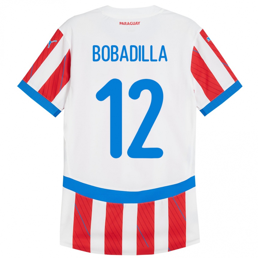 Kids Football Paraguay Alicia Bobadilla #12 White Red Home Jersey 24-26 T-Shirt Nz