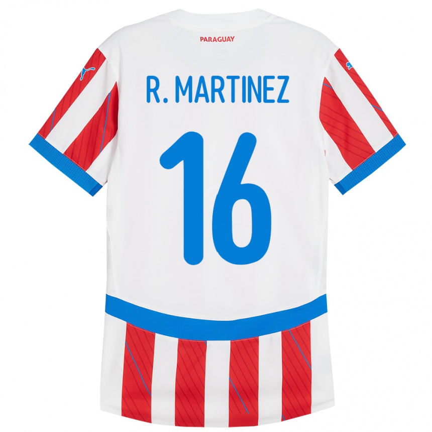 Kids Football Paraguay Ramona Martínez #16 White Red Home Jersey 24-26 T-Shirt Nz