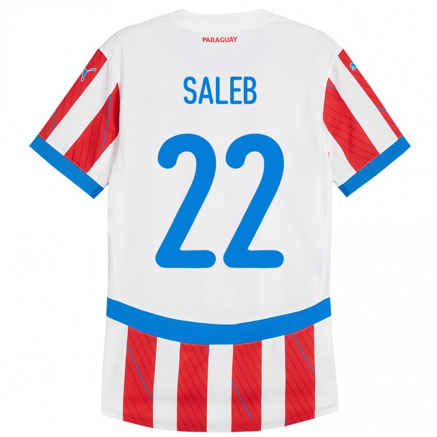 Kids Football Paraguay Gloria Saleb #22 White Red Home Jersey 24-26 T-Shirt Nz