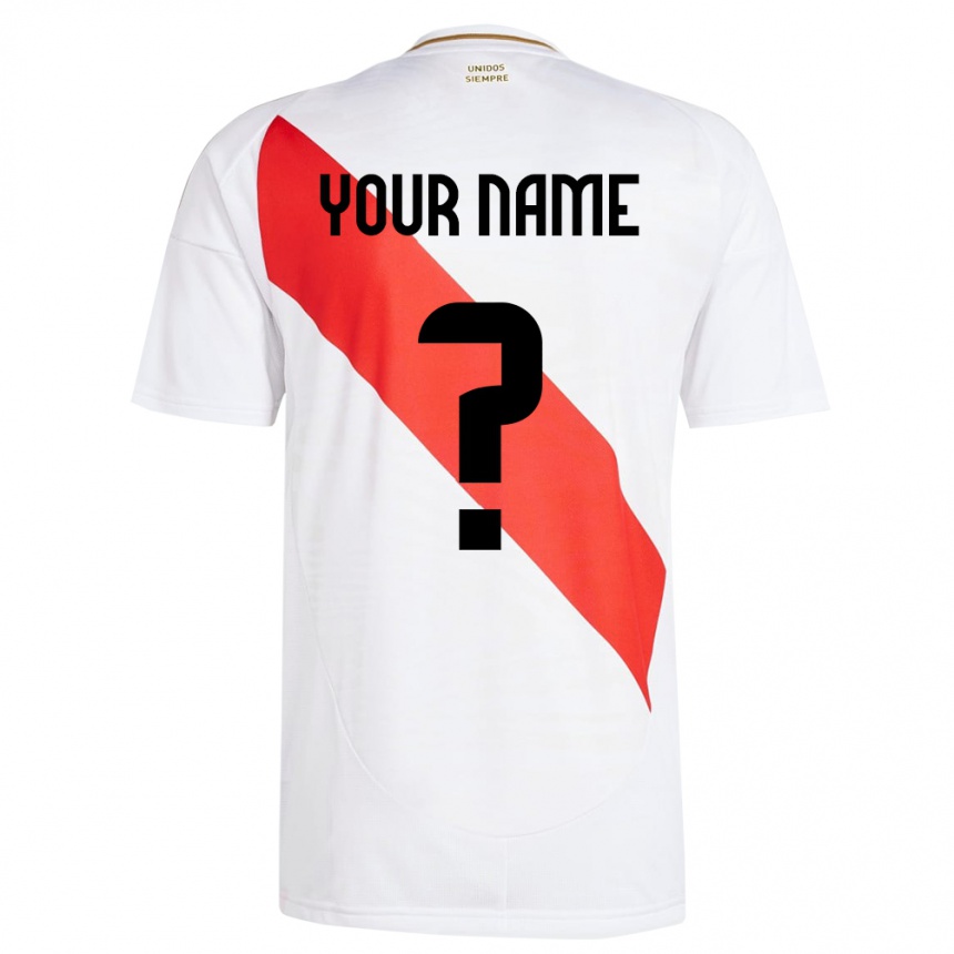 Kids Football Peru Your Name #0 White Home Jersey 24-26 T-Shirt Nz