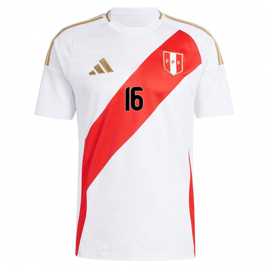 Kids Football Peru Kimbherly Flores #16 White Home Jersey 24-26 T-Shirt Nz