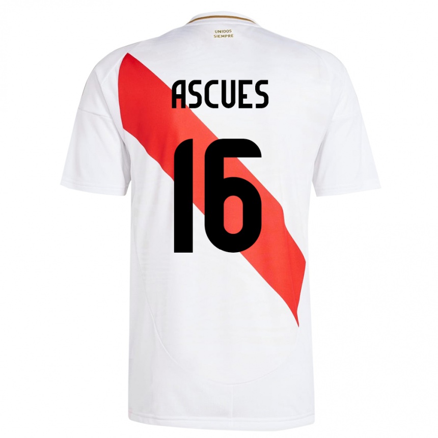 Kids Football Peru Carlos Ascues #16 White Home Jersey 24-26 T-Shirt Nz