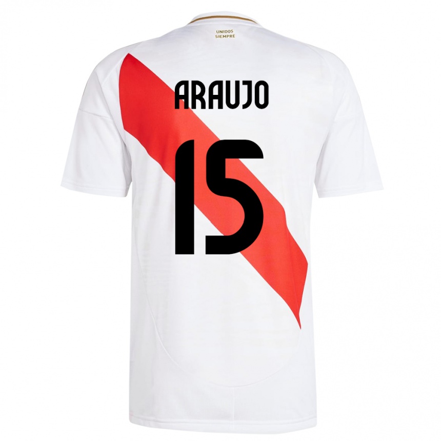 Kids Football Peru Miguel Araujo #15 White Home Jersey 24-26 T-Shirt Nz