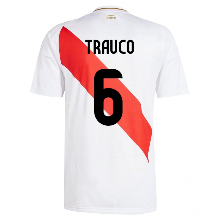 Kids Football Peru Miguel Trauco #6 White Home Jersey 24-26 T-Shirt Nz