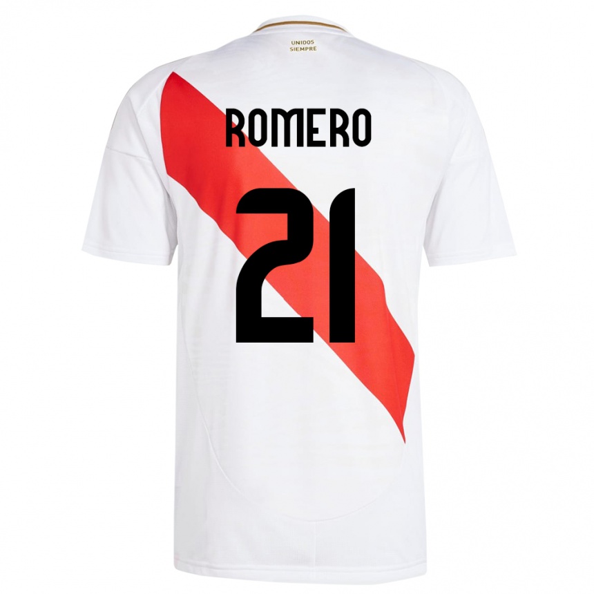 Kids Football Peru Diego Romero #21 White Home Jersey 24-26 T-Shirt Nz