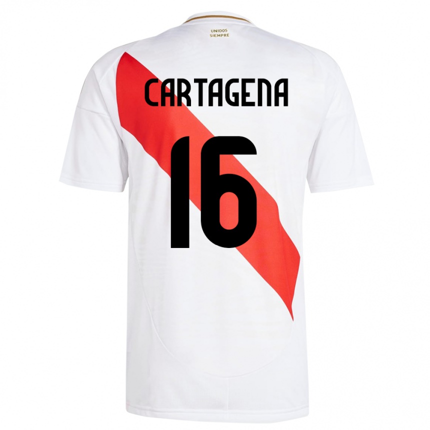 Kids Football Peru Wilder Cartagena #16 White Home Jersey 24-26 T-Shirt Nz