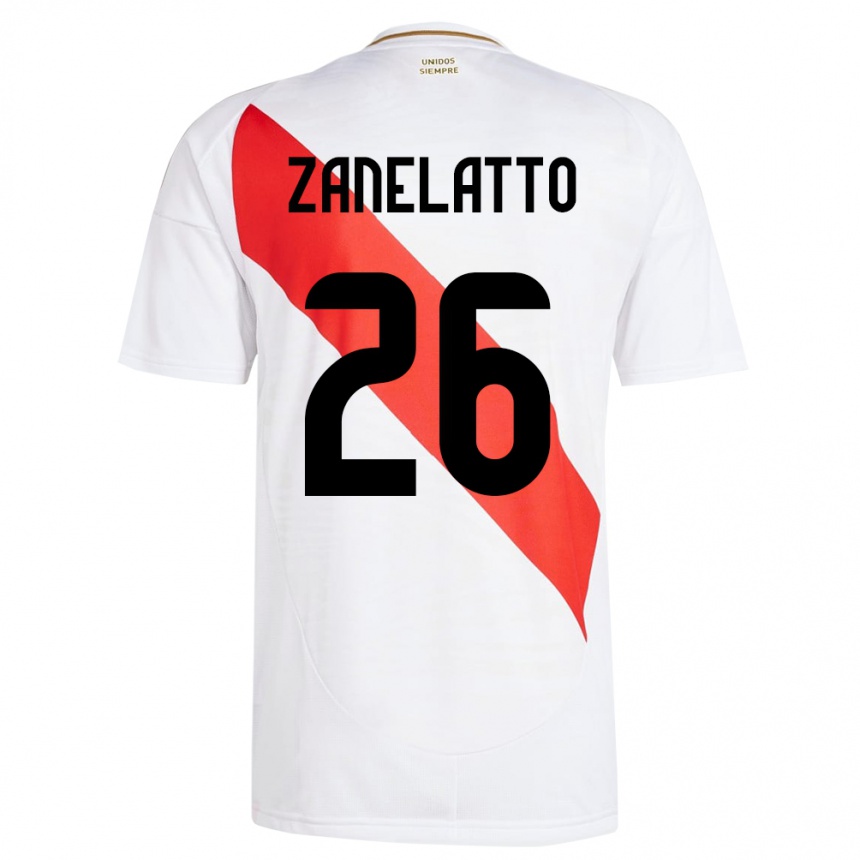 Kids Football Peru Franco Zanelatto #26 White Home Jersey 24-26 T-Shirt Nz