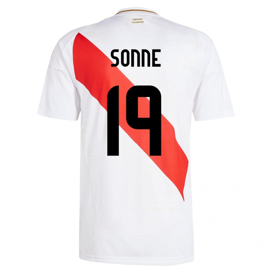 Kids Football Peru Oliver Sonne #19 White Home Jersey 24-26 T-Shirt Nz