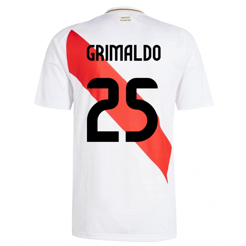 Kids Football Peru Joao Grimaldo #25 White Home Jersey 24-26 T-Shirt Nz