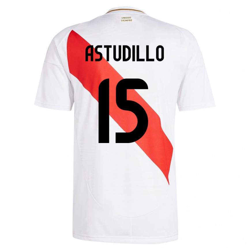 Kids Football Peru Julinho Astudillo #15 White Home Jersey 24-26 T-Shirt Nz